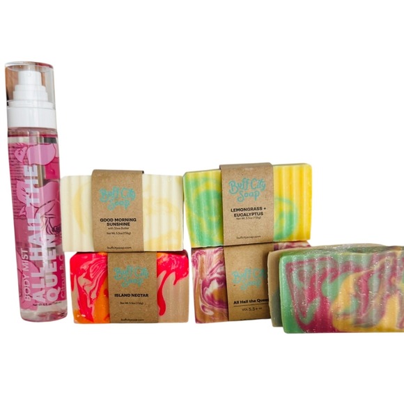 Buff City Soap Lot of 6 Handmade Bar Soaps Body Mist All Hail the Queen - Picture 1 of 8